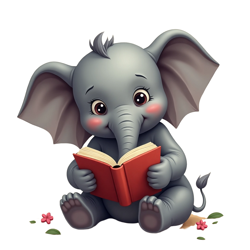 Adorable Elephant Reading